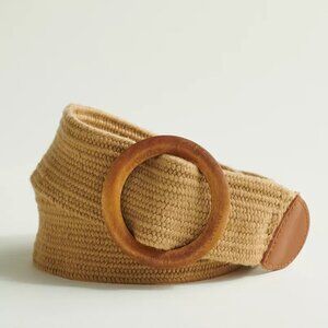 Women's Elizabeth and James Fabric And Wood Round Belt, 1X